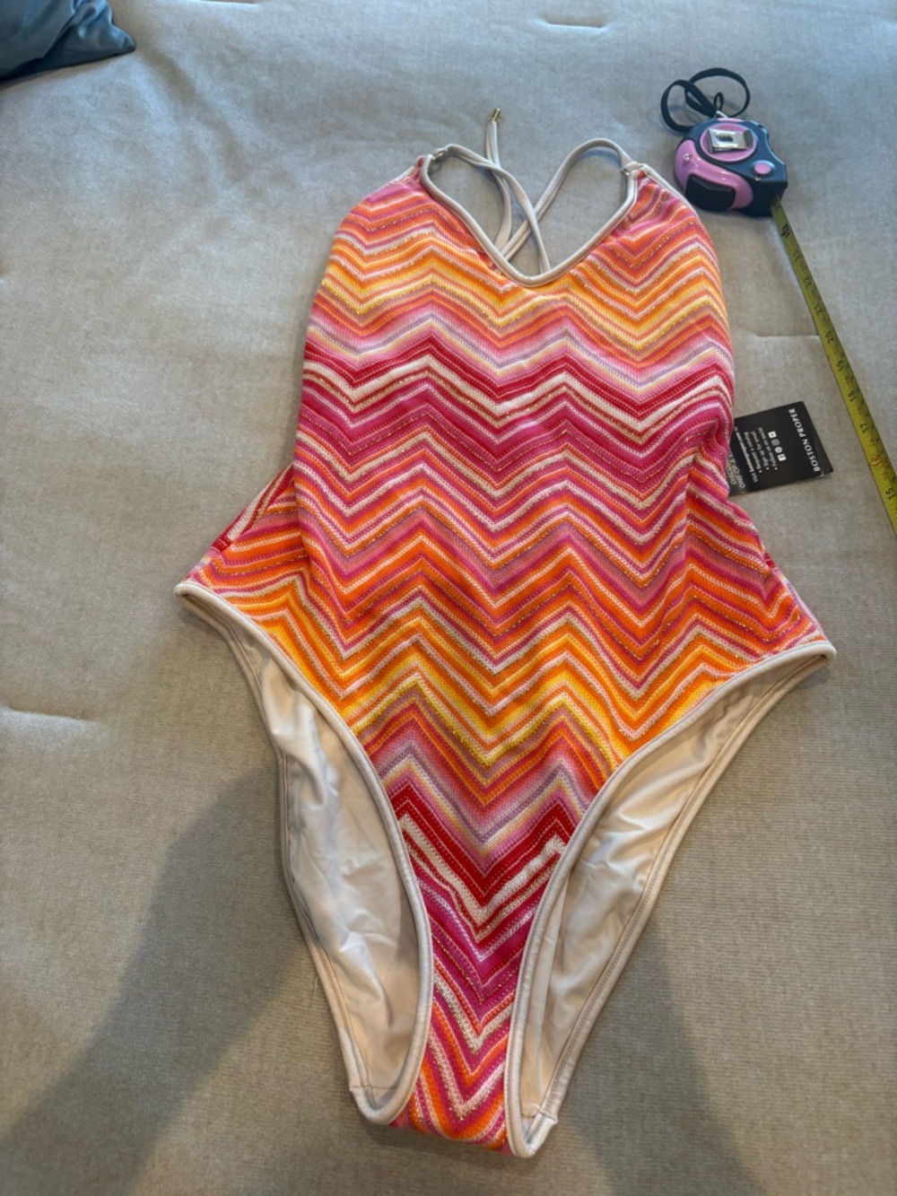 PQ Women’s size Large One-Piece Swimsuit in Pink, Orange & Yellow NWT